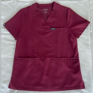 Women’s Jaanuu Burgundy V-Neck Scrub Top
